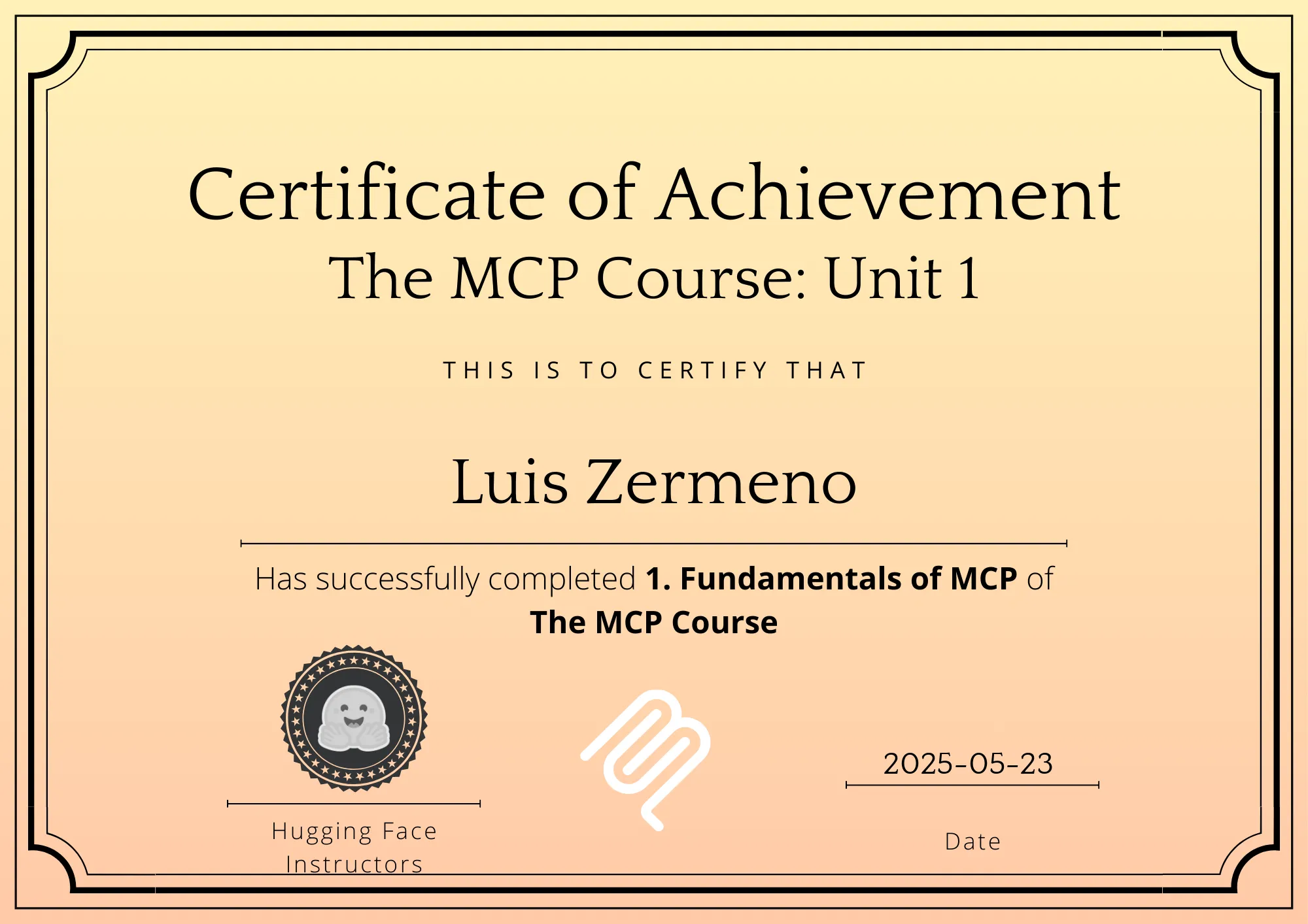 MCP Course Certificate